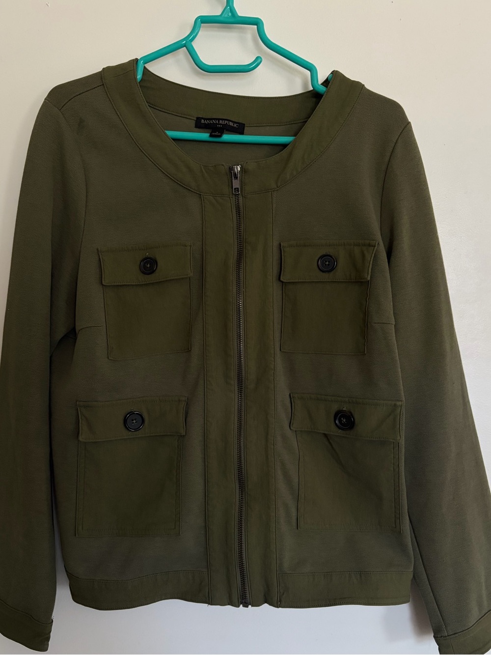 Banana Republic Olive Green Utility Jacket with Front Zip